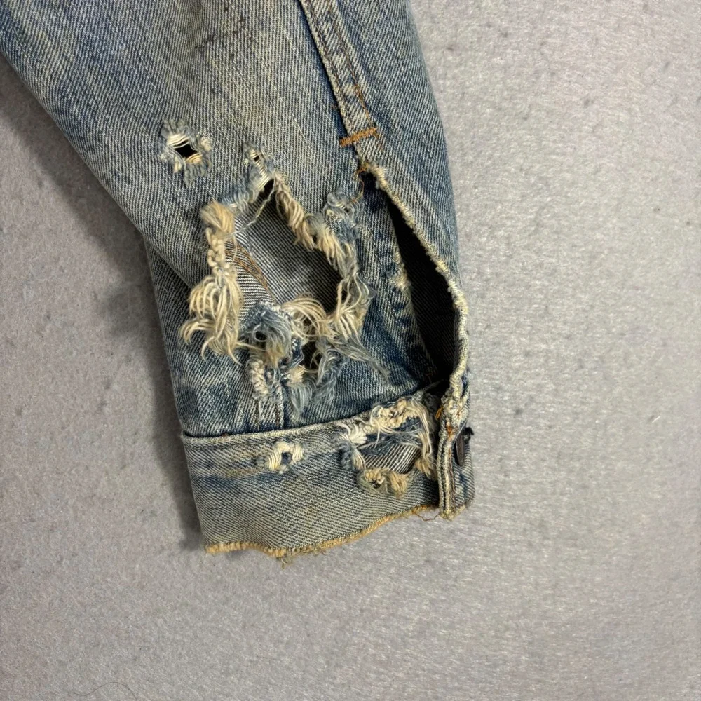 Vintage Levis 70505 0217 Denim Trucker Jacket Medium Wash Distressed 1970s 1980s - Picture 16 of 16